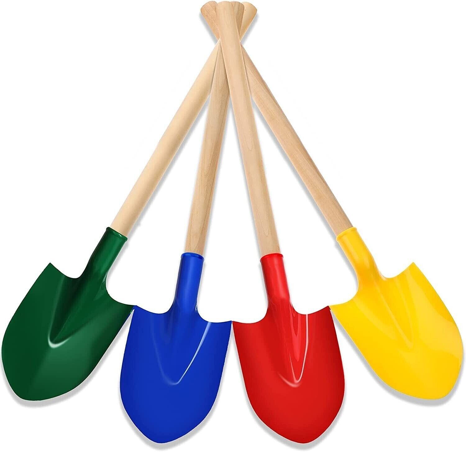 4 Piece Sand Beach Shovel Set Wooden Mini Sand Beach Shovels with Plastic Spade