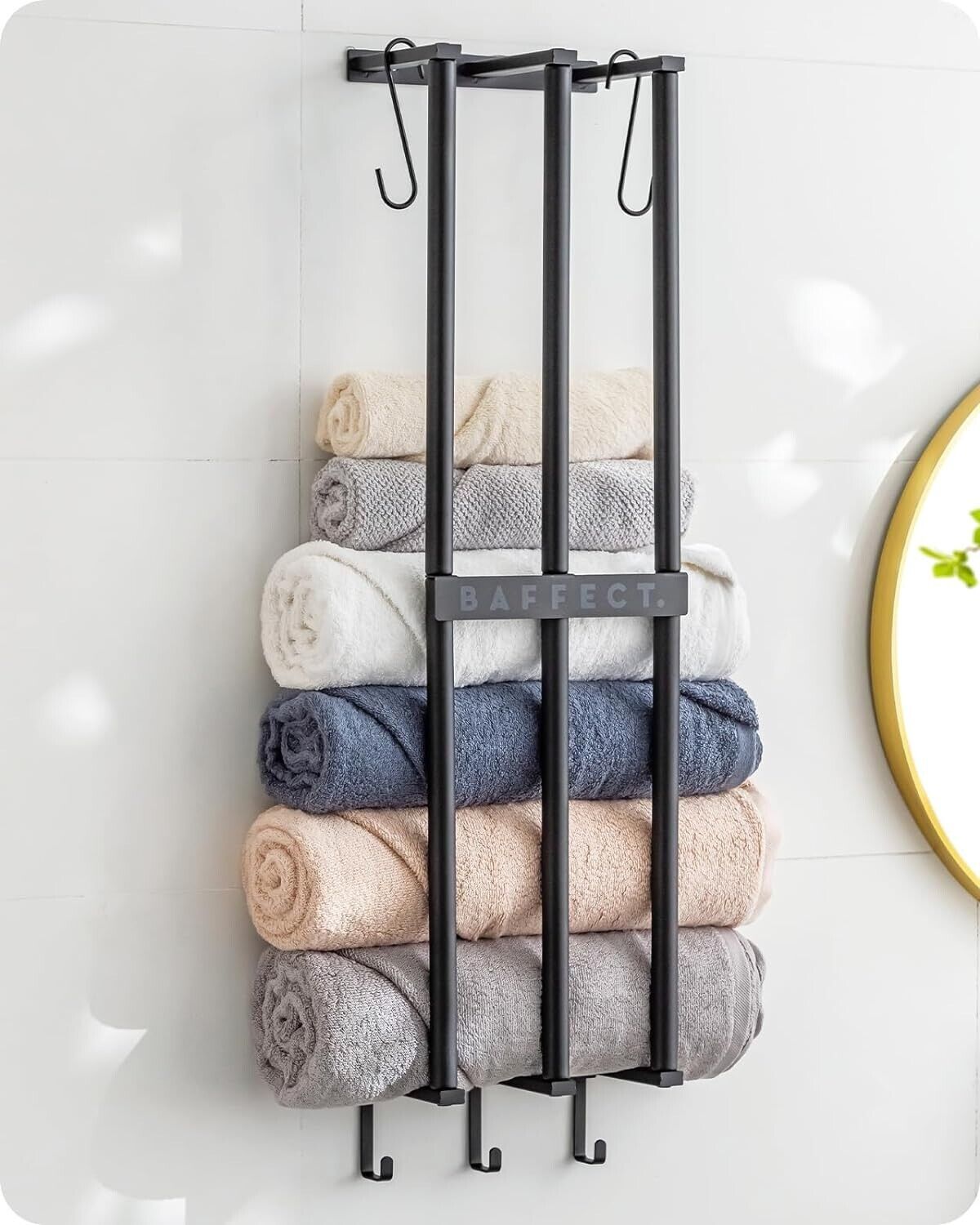 Metal Towel Rack, Wall mounted Towel Storage Organizer