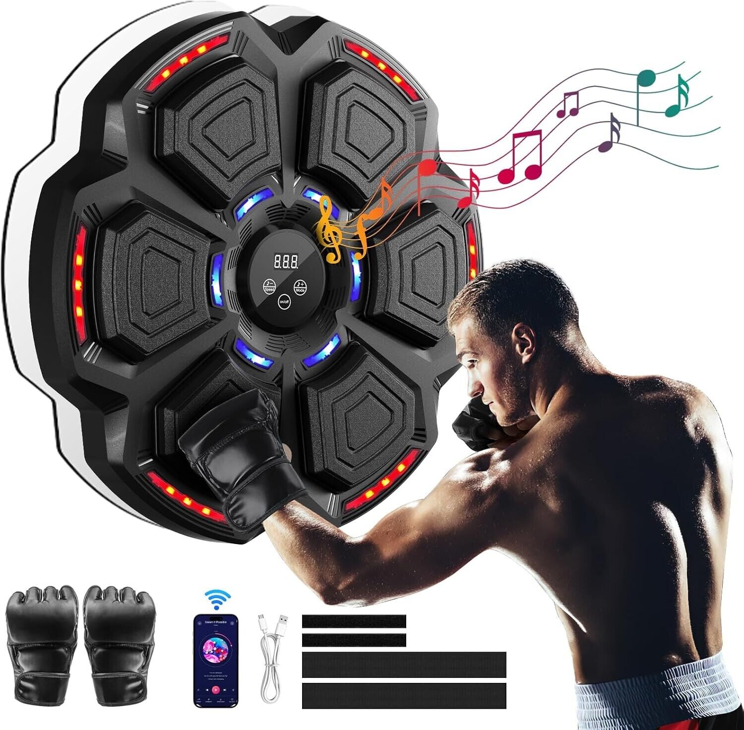 Smart Punching Boxing Electronic Music Machine Home Training Bluetooth With LED