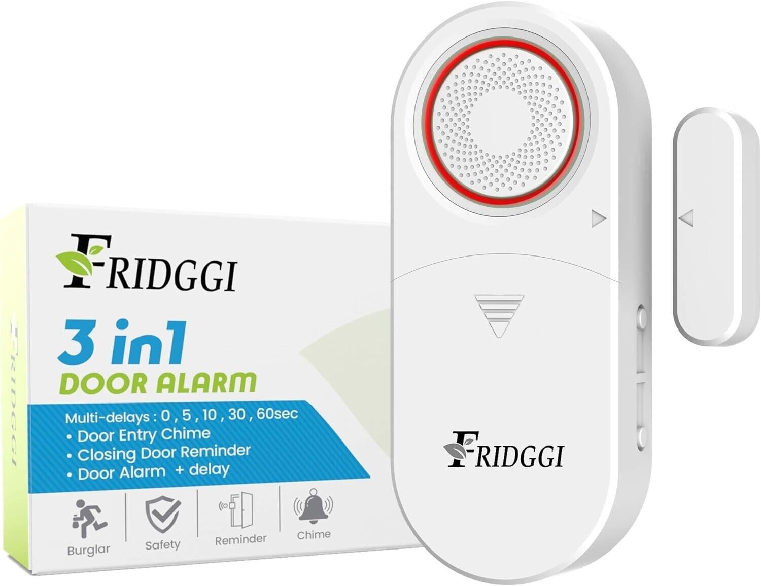 Fridggi 3in1 Alarm - Door Ajar Alarm Door Chime with Delay Close Door Reminder