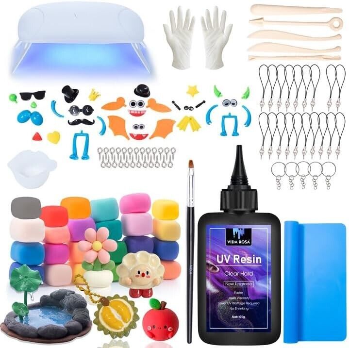 VIDA ROSA 24-Color Polymer Clay Set with UV Resin