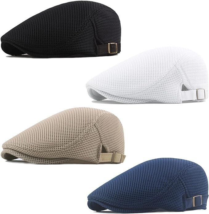 Geebuzz Mesh Newsboy Hat for Men Women Summer Adjustable Ivy Gatsby Cabbie