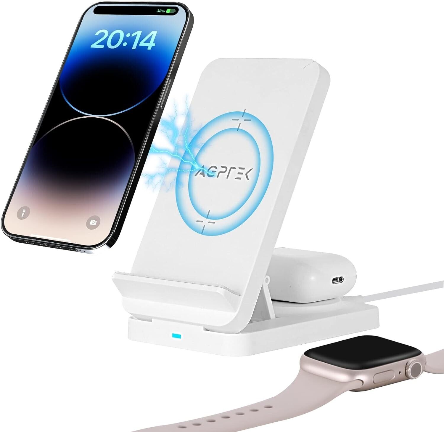 Wireless Charger, 3 in 1 Foldable Wireless Charging Station 15W