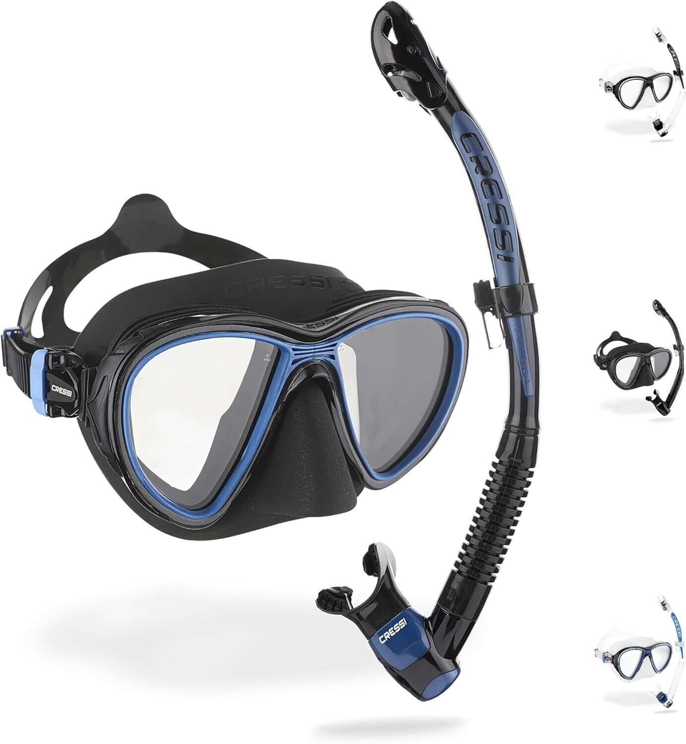 Cressi Quantum + Itaca Ultra Dry Combo - Snorkelling Combo Set, Black\/Blue
