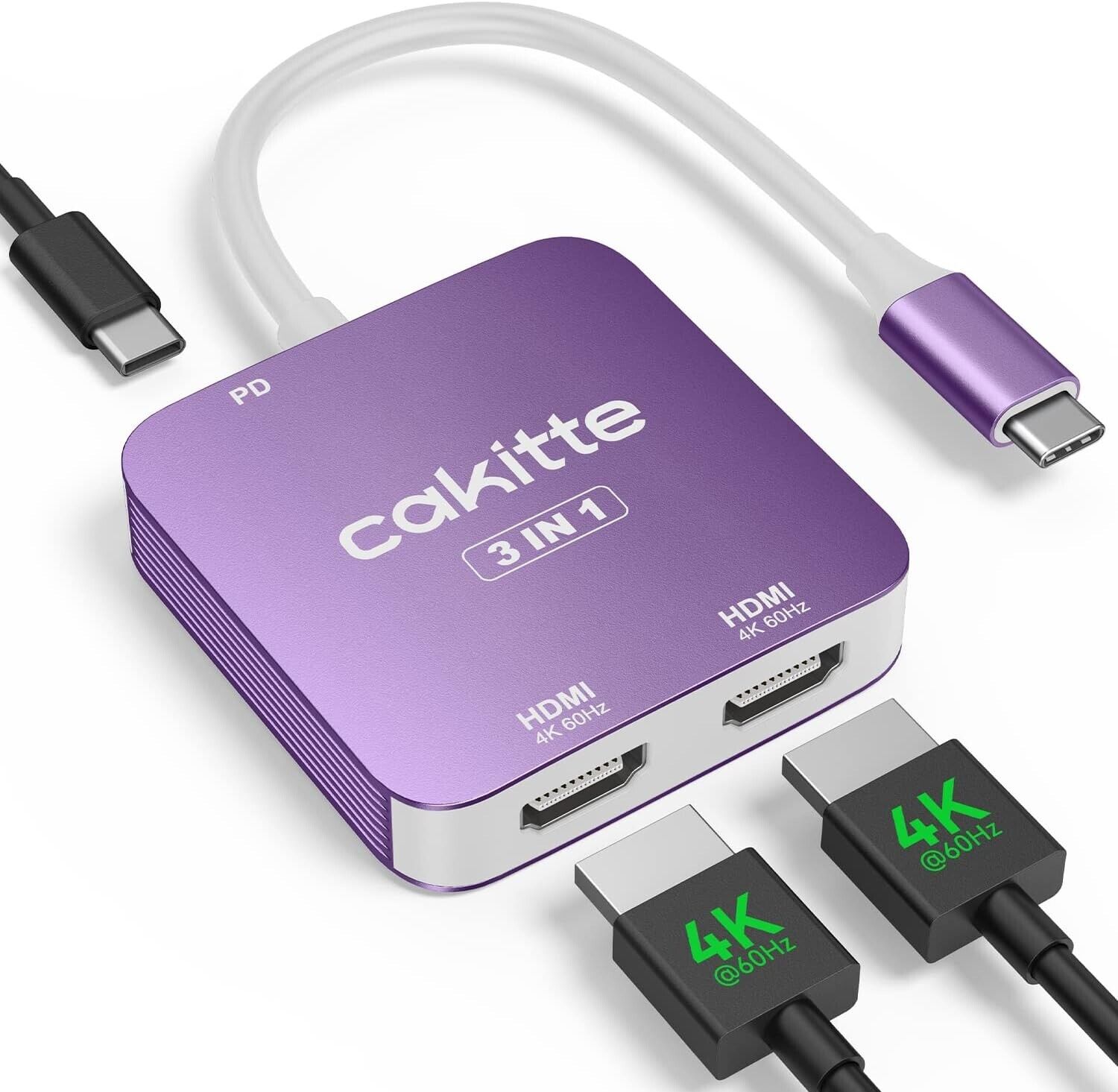 Dual HDMI Adapter 4K 3 in 1  @60hz Rose Gold Colour