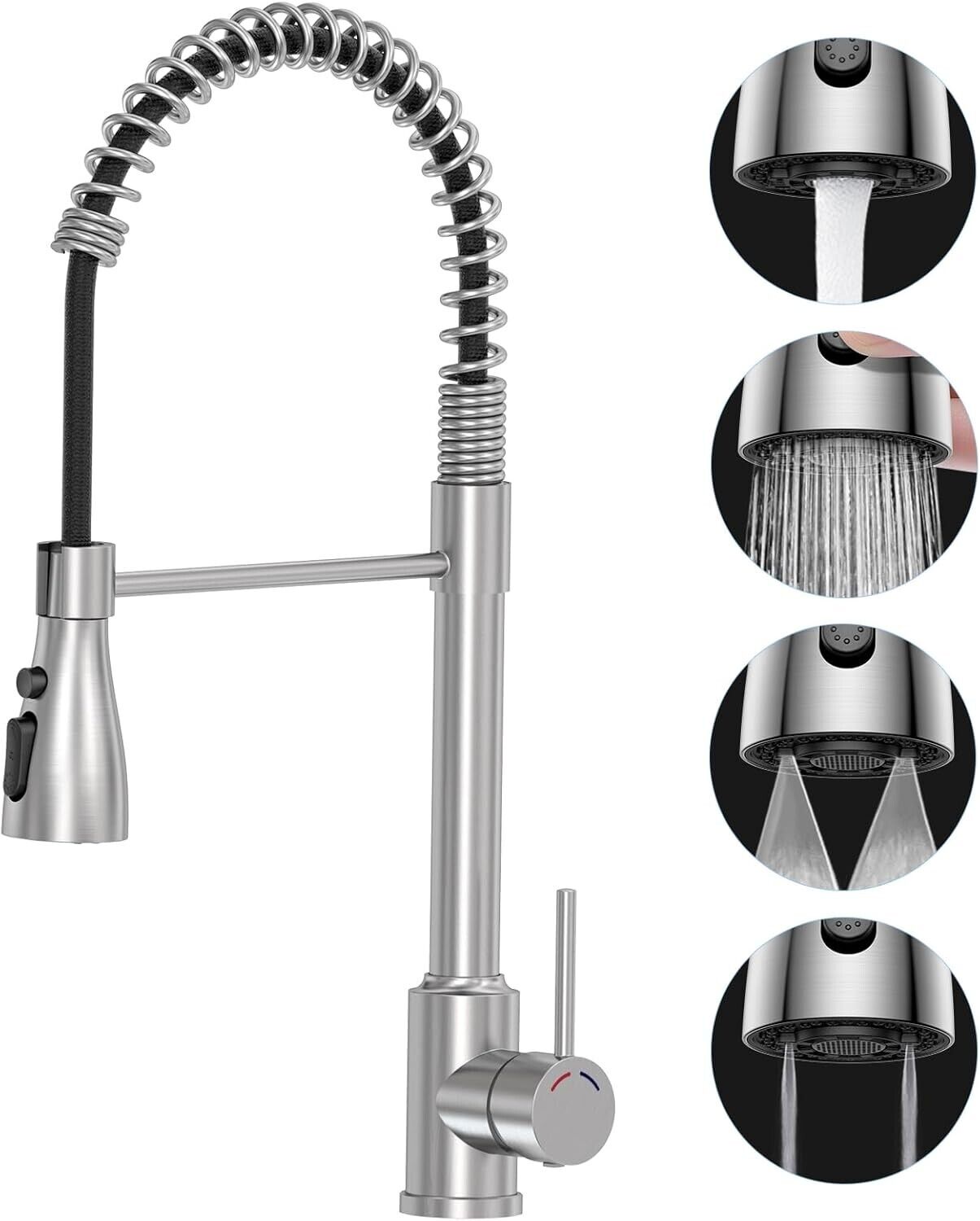 Spring Kitchen Sink Mixer Tap - SREWOHS PRO Kitchen Tap with Pull Down Sprayer
