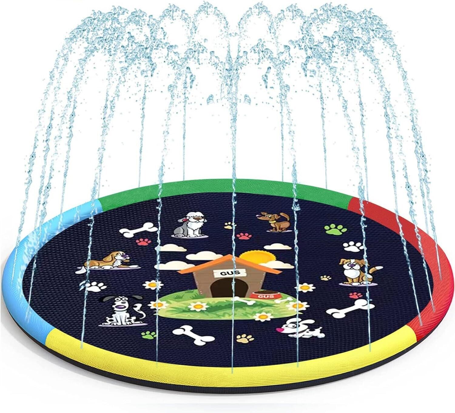 Sprinkler Pad for Kids and Dog, Splash Pad 67\" Non-Slip Splash Play Mat