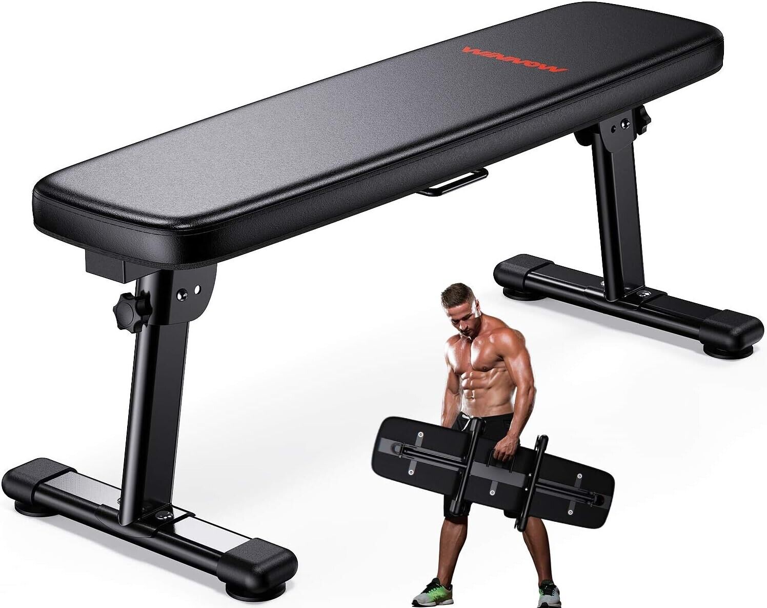WINNOW Weight Bench Folding Workout Bench Carrying Handle Flat Home Training