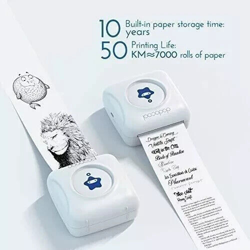 Thermal Printer Mini Photo Printer Bluetooth Portable