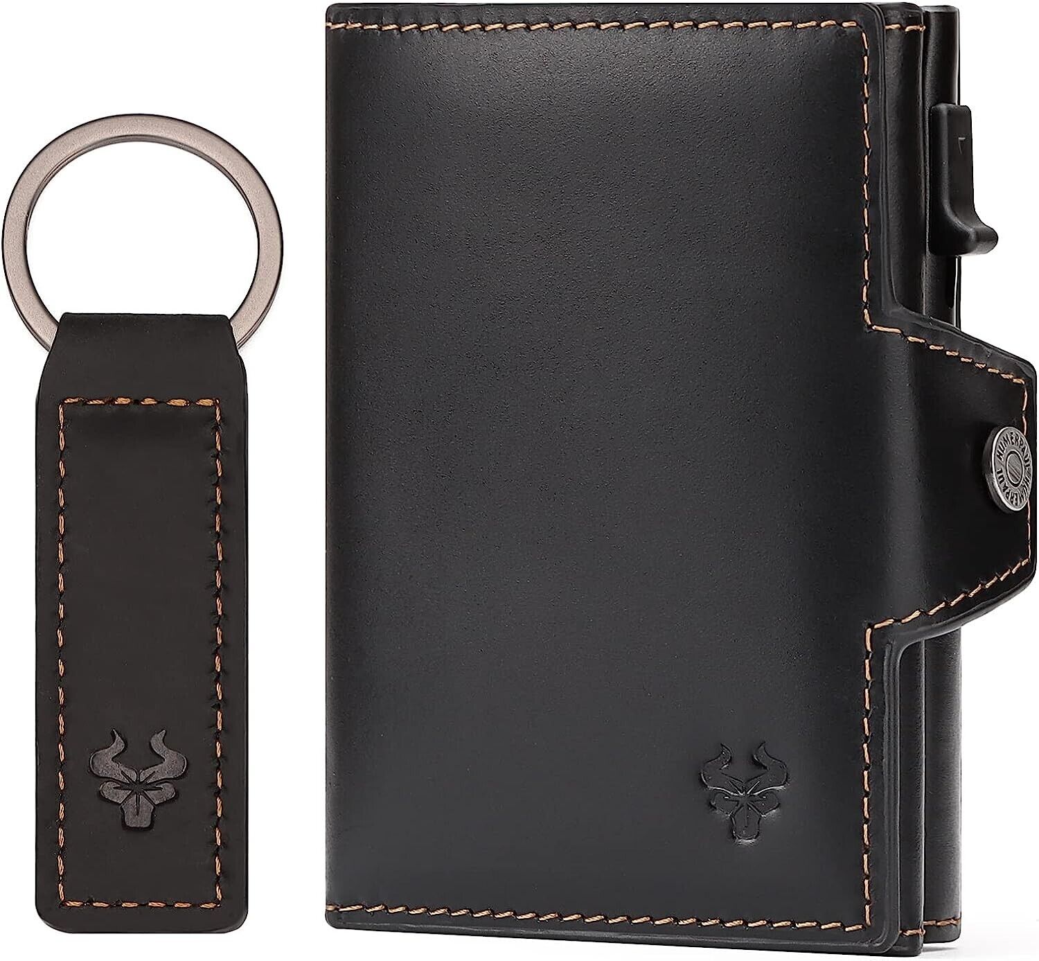 HUMERPAUL Leather Card Holder Wallet & Leather Keyring, Smart Wallet