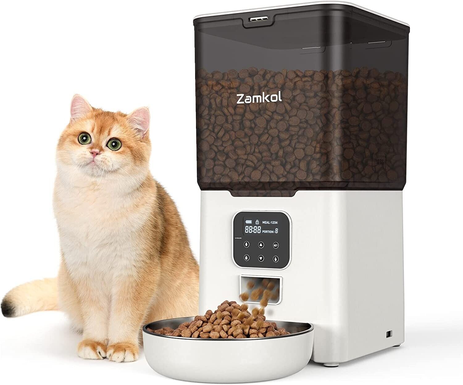 Automatic Cat Feeder, 6L Timed Pet Food Dispenser Up to 48 Portions 4 Meals