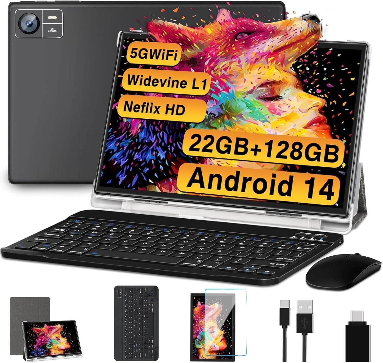 Newest Tablet 10 Inch Android 14 Octa Core T606 |22GB RAM + 128GB ROM (1TB TF)