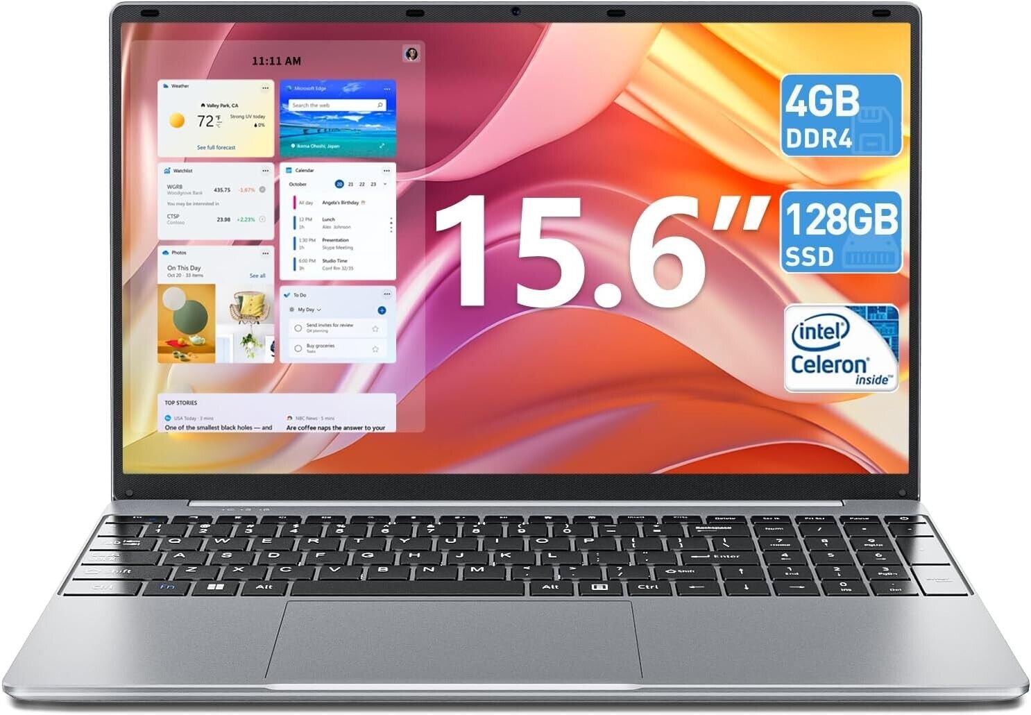 SGIN 15.6 Inch Laptop 4GB DDR4 128GB SSD