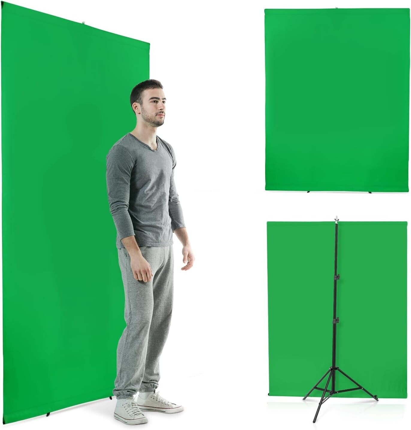 Green Screen with Stand, 2x1.5M Greenscreen Background