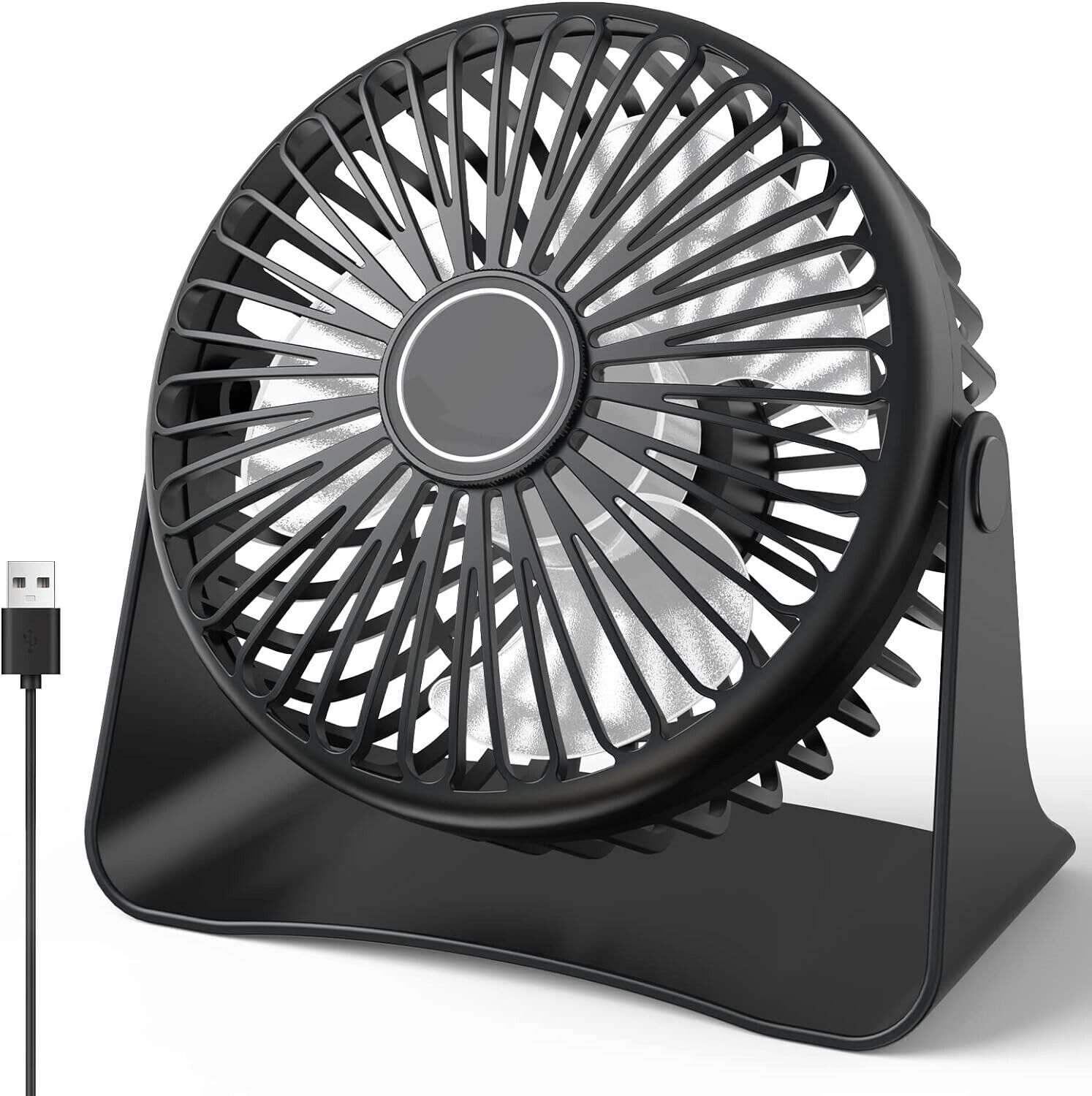 Portable Desk Fan, USB Powered Table Fan with 360\u00b0 Rotation Personal Desktop Fan