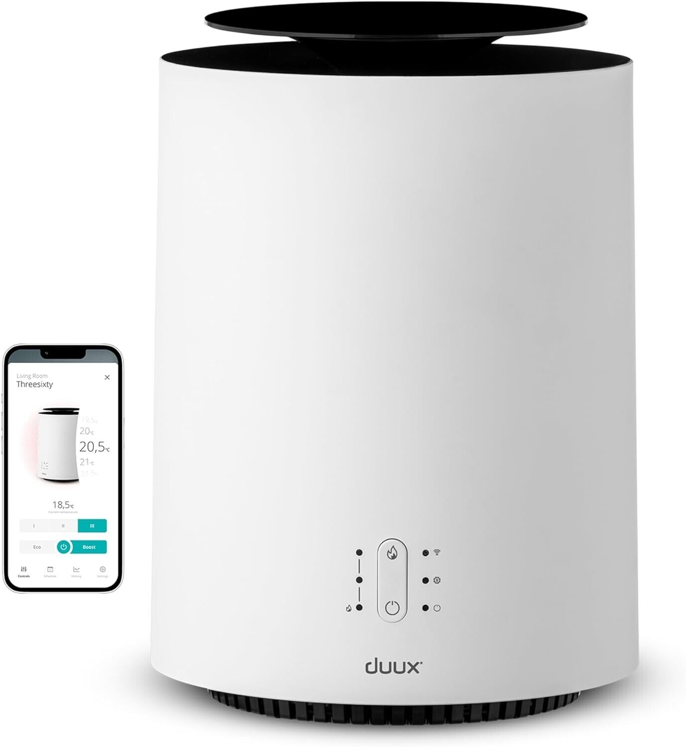 DUUX ThreeSixty 2 Compact Smart Ceramic Heater | White | 1800W of Heating Power