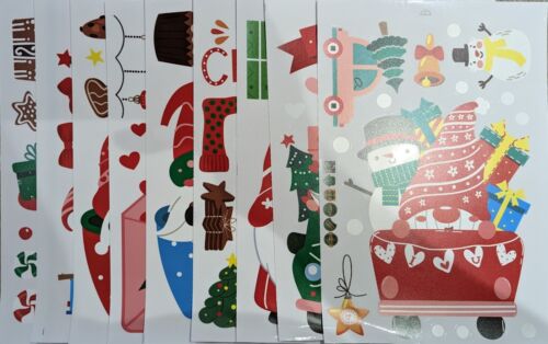 Christmas reusable window stickers 9 Sheets Snowman Gonk Elf 50+ stickers