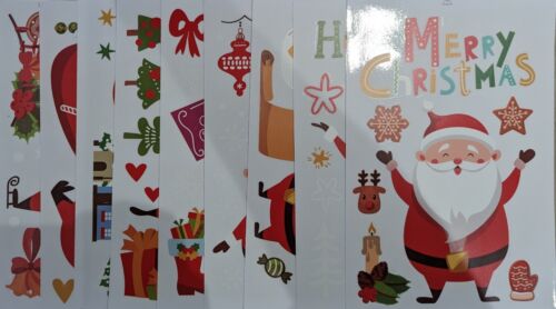 Christmas reusable window stickers 9 Sheets. Santa Father Christmas 50+ stickers