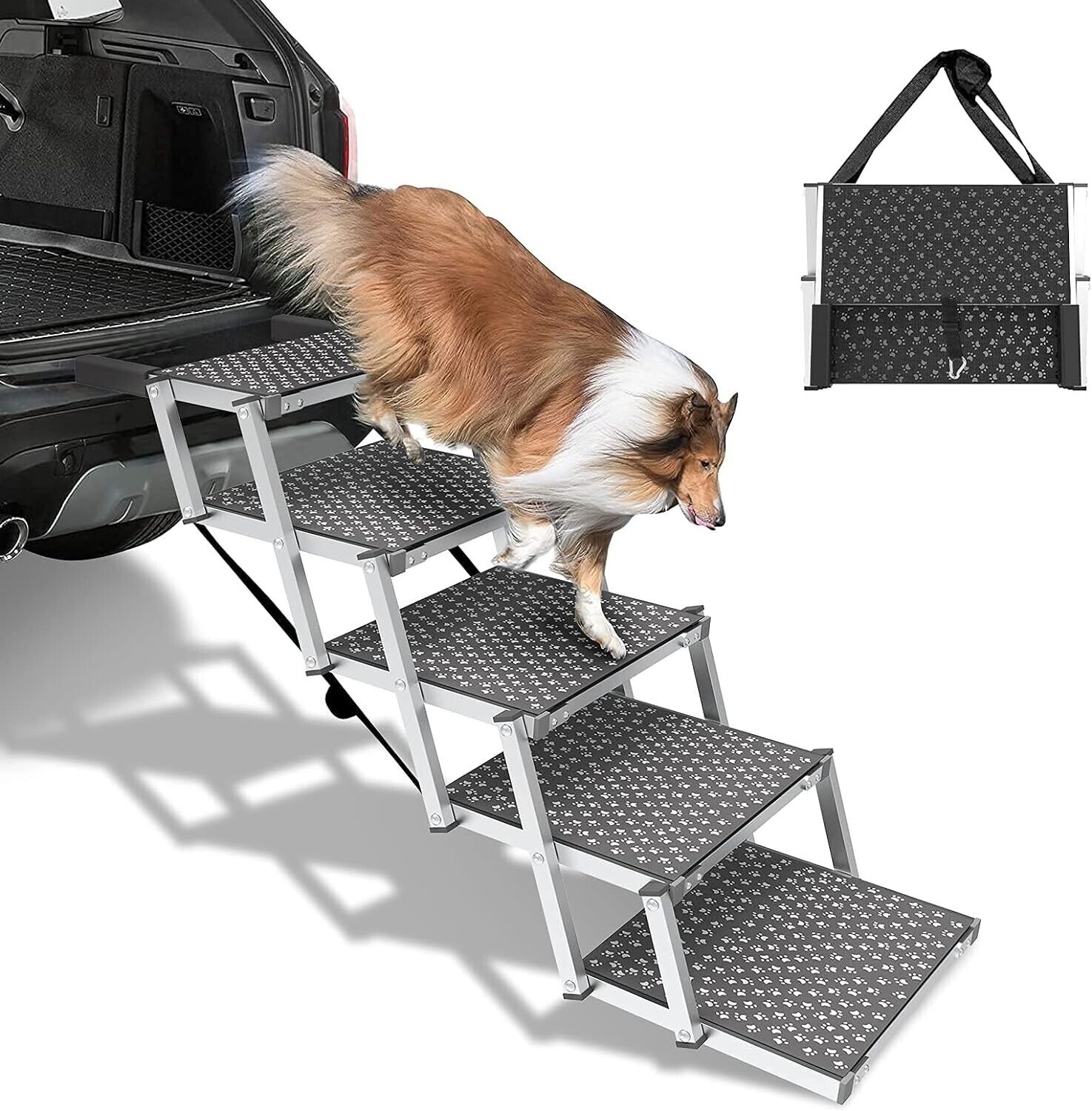 Heavy duty Dog Car Ramp, 5 step  Stairs for Medium and Large dogs