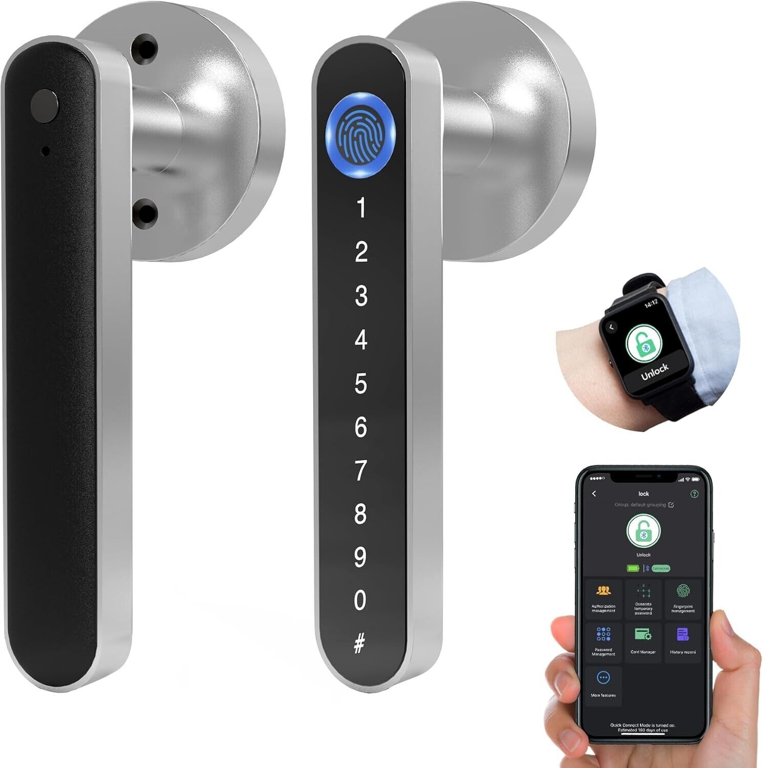 Eseesmart Fingerprint Door Lock, Smart Door Handle Lock with Code App Control