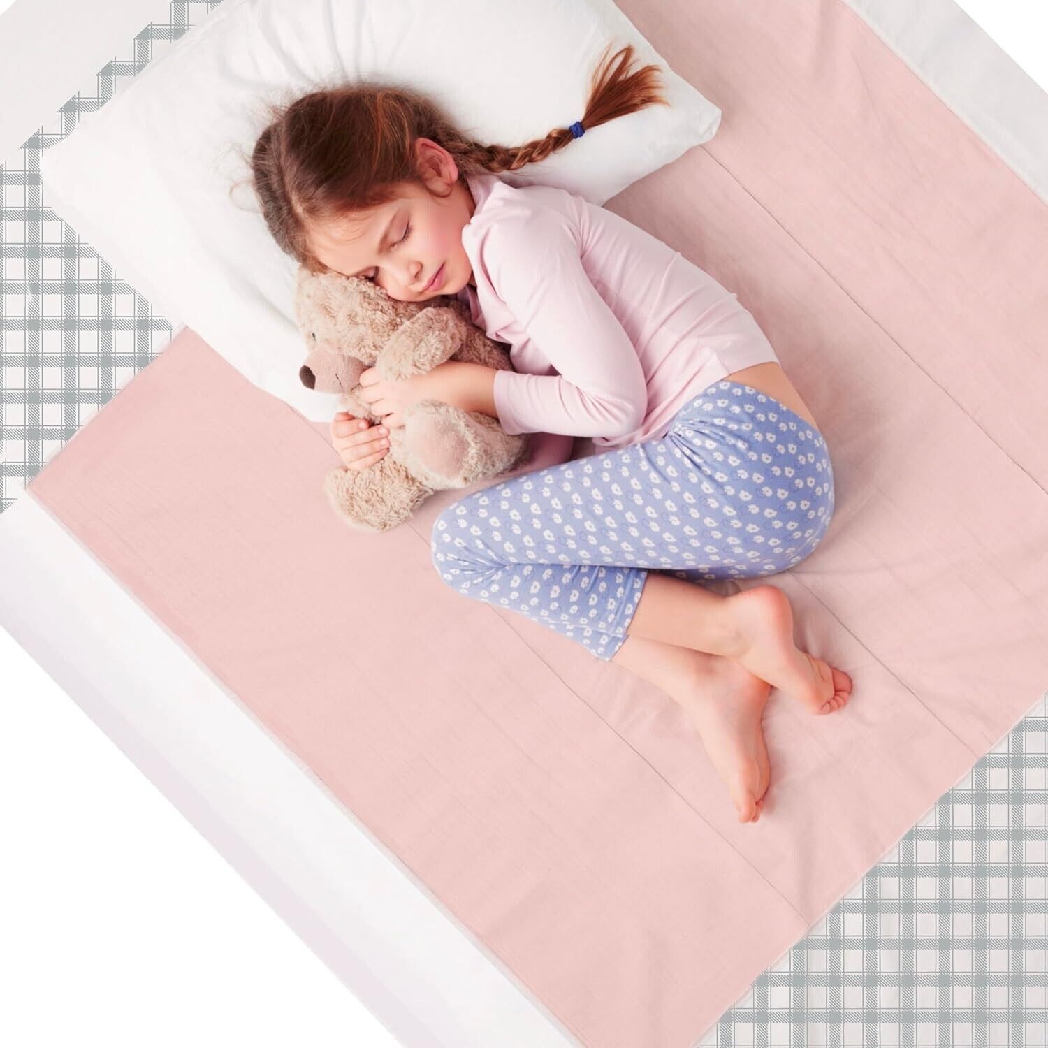 Washable Potty Training Bed Pads with Tucks, 100% Waterproof Pink Muslin Sheets for Bed Wetting Absorption, Single \/ Toddler bed, Bunnyjik