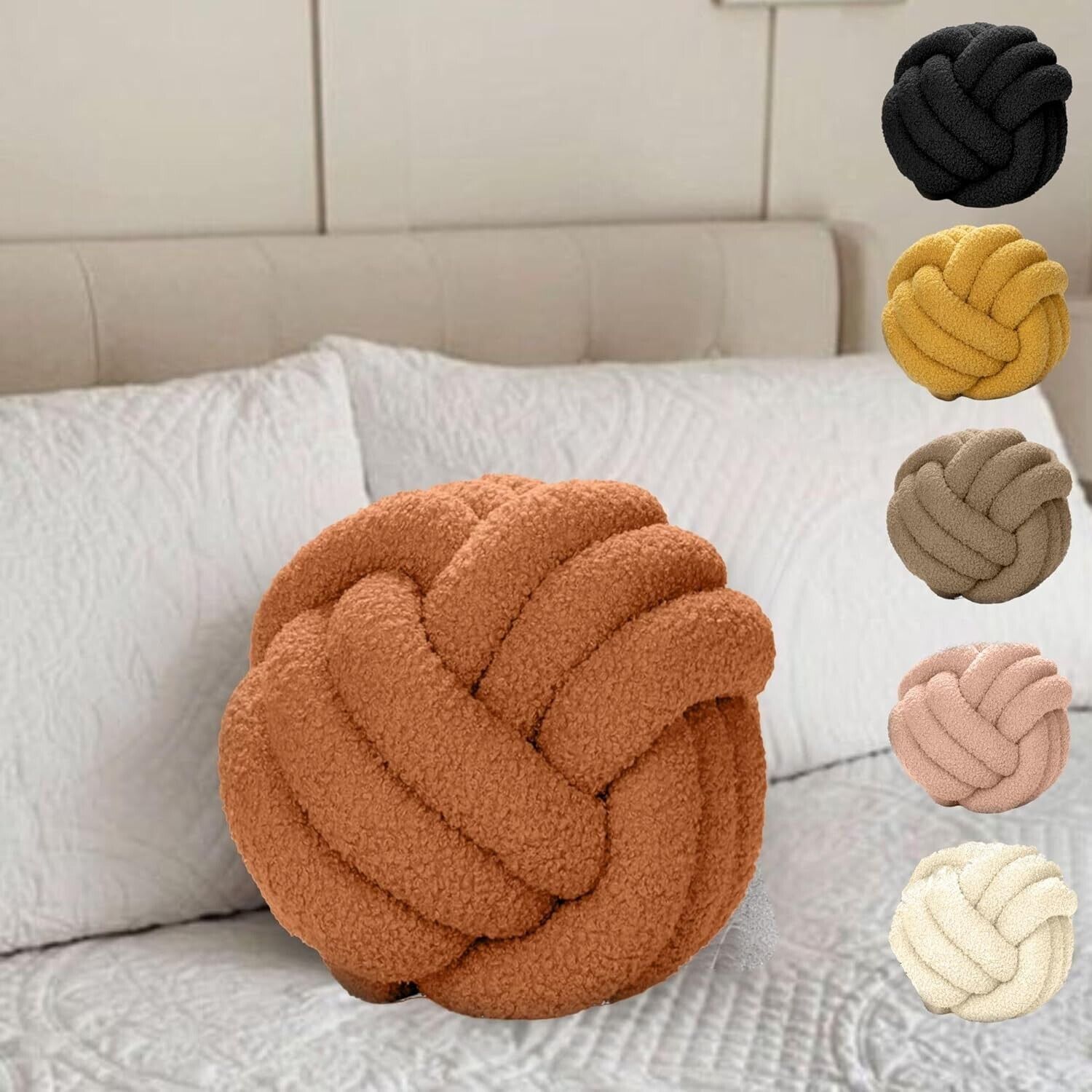 Charming Knot Pillow with Velvet Bag  Room Decor, Ultra-Soft Plush    (BLACK)