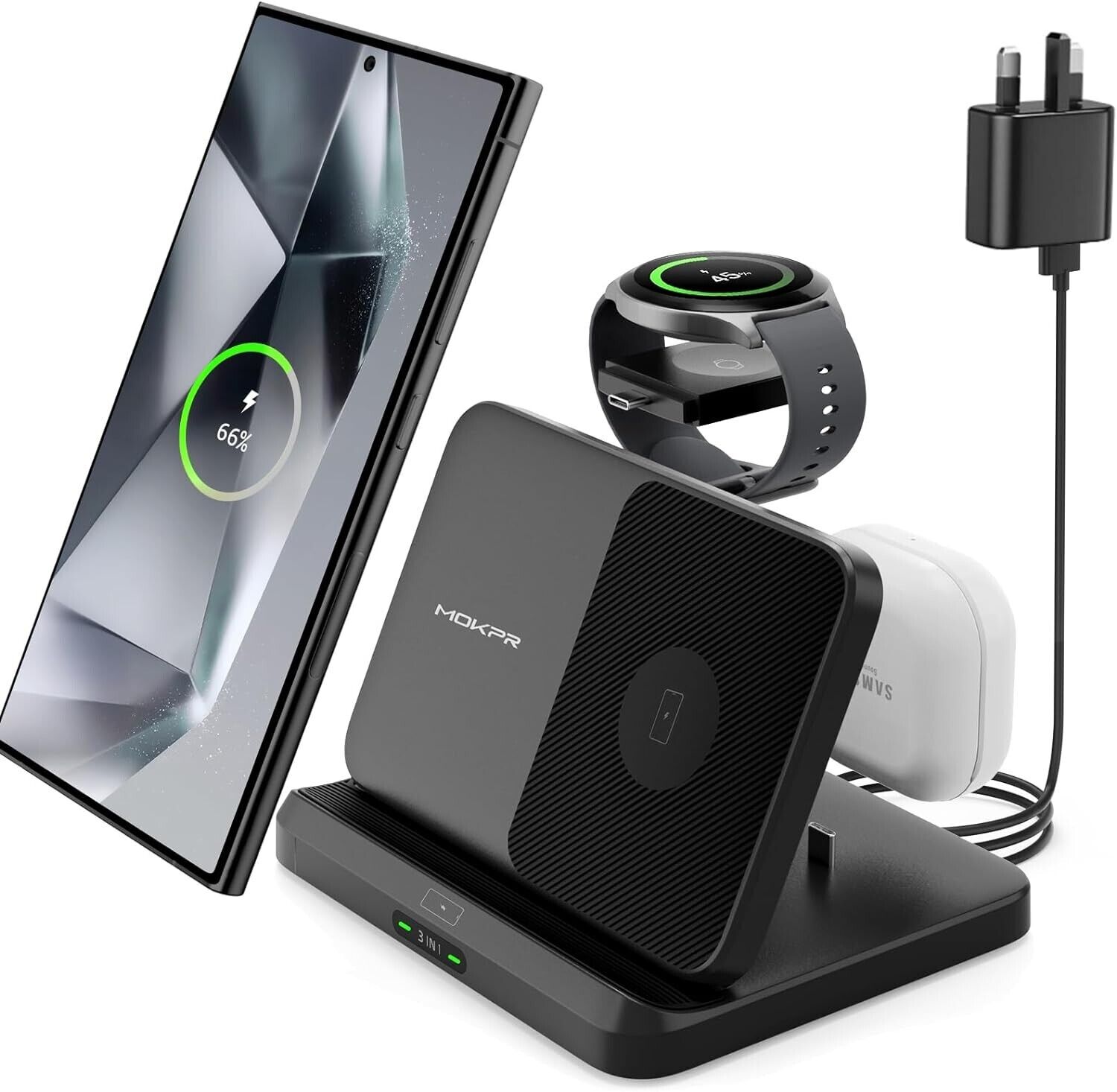 Charging Station for Samsung 3 in 1 Foldable Fast Wireless Charger Stand