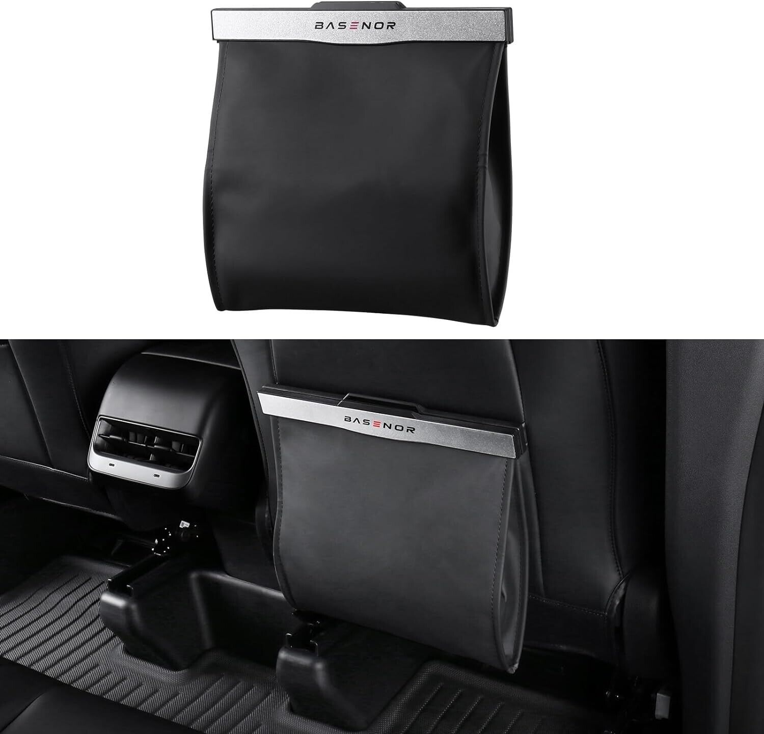 Tesla Trash Can LED Light Garbage Bin Leather Garbage Cans with Magnetic