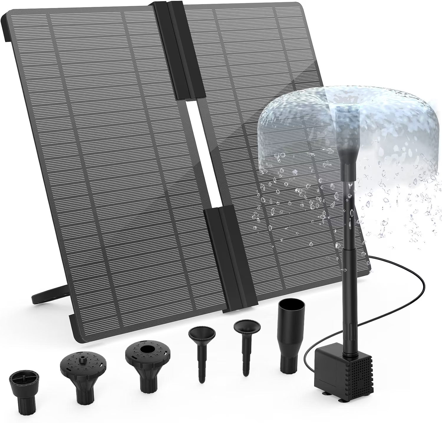Solar Fountain Folding Stand, 12V 20W High Power Solar Panel with 6 Nozzles