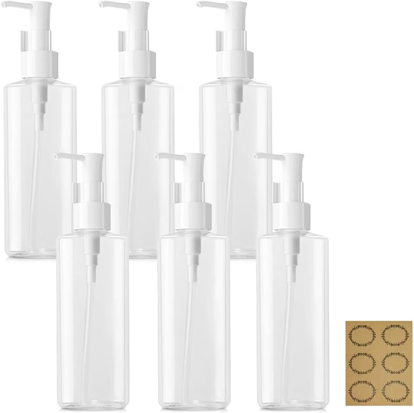 Apstaqeoo 6Pcs 100ML Empty Lotion Dispenser Refillable Clear Plastic Oval Travel