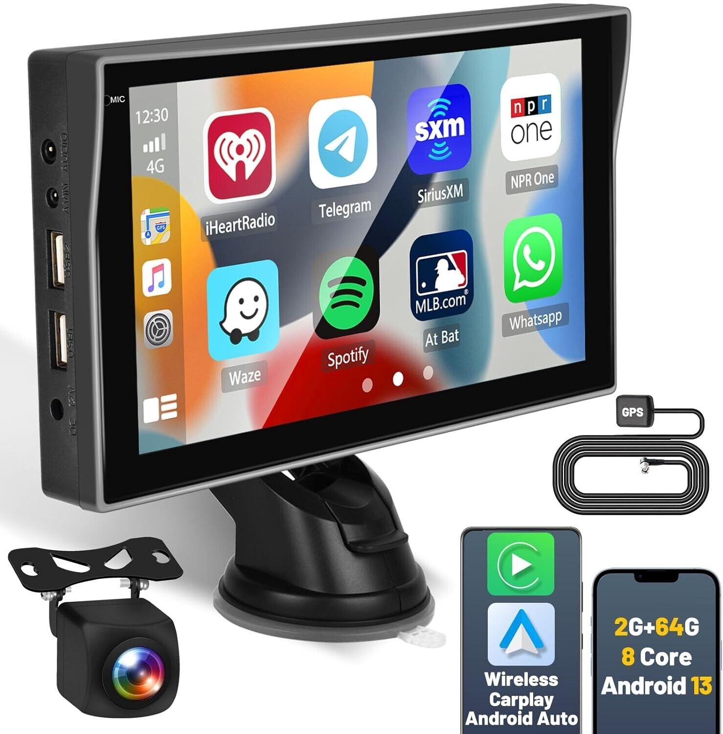 Android Car Stereo with Wireless Apple Carplay Android Auto 7 Inch Touch