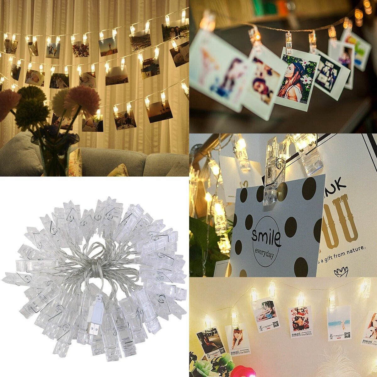 LED Photo Clip Peg String Fairy Lights Home Party Christmas