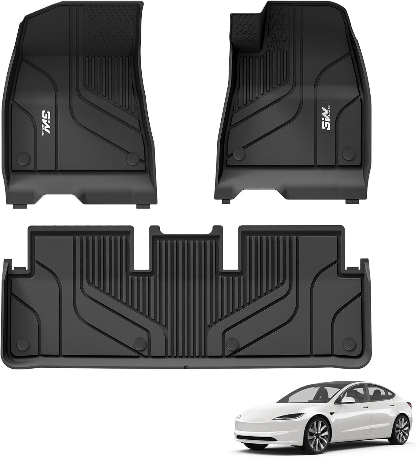 3W Floor Mats for Tesla Model 3 2024 Highland Right Hand Drive TPE All Weather
