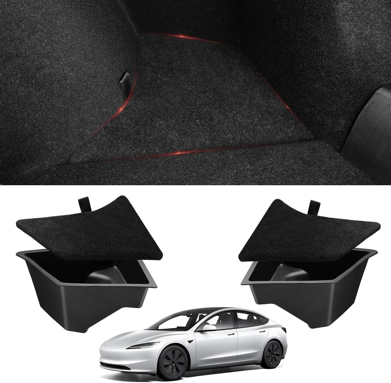 Tesla Model 3 Trunk Organizer Waterproof Rear Trunk Storage Bins