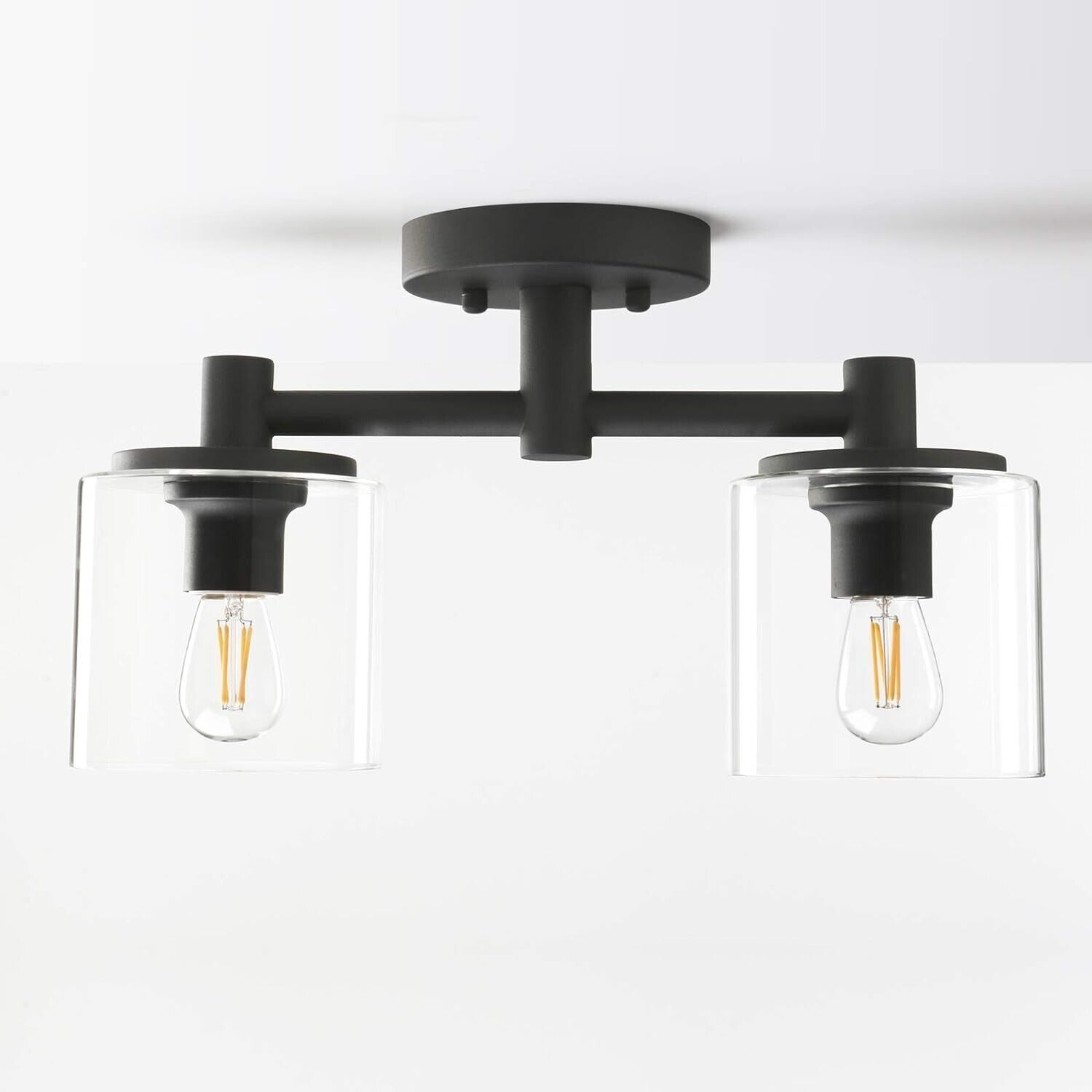 Glass Ceiling Lights Industrial Edison, 2 Glass Pendant Light Fitting