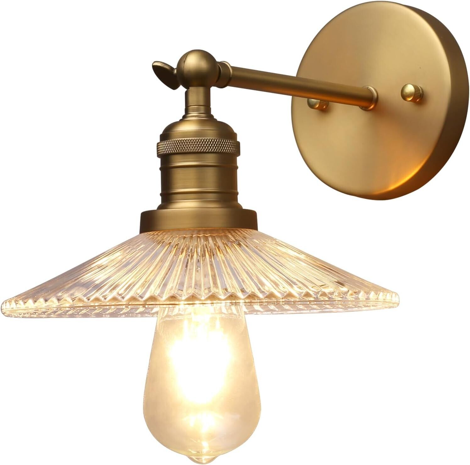 Industrial Vintage Wall Light, Glass Ribbed Sconce Lighting Lamp, Yosoan