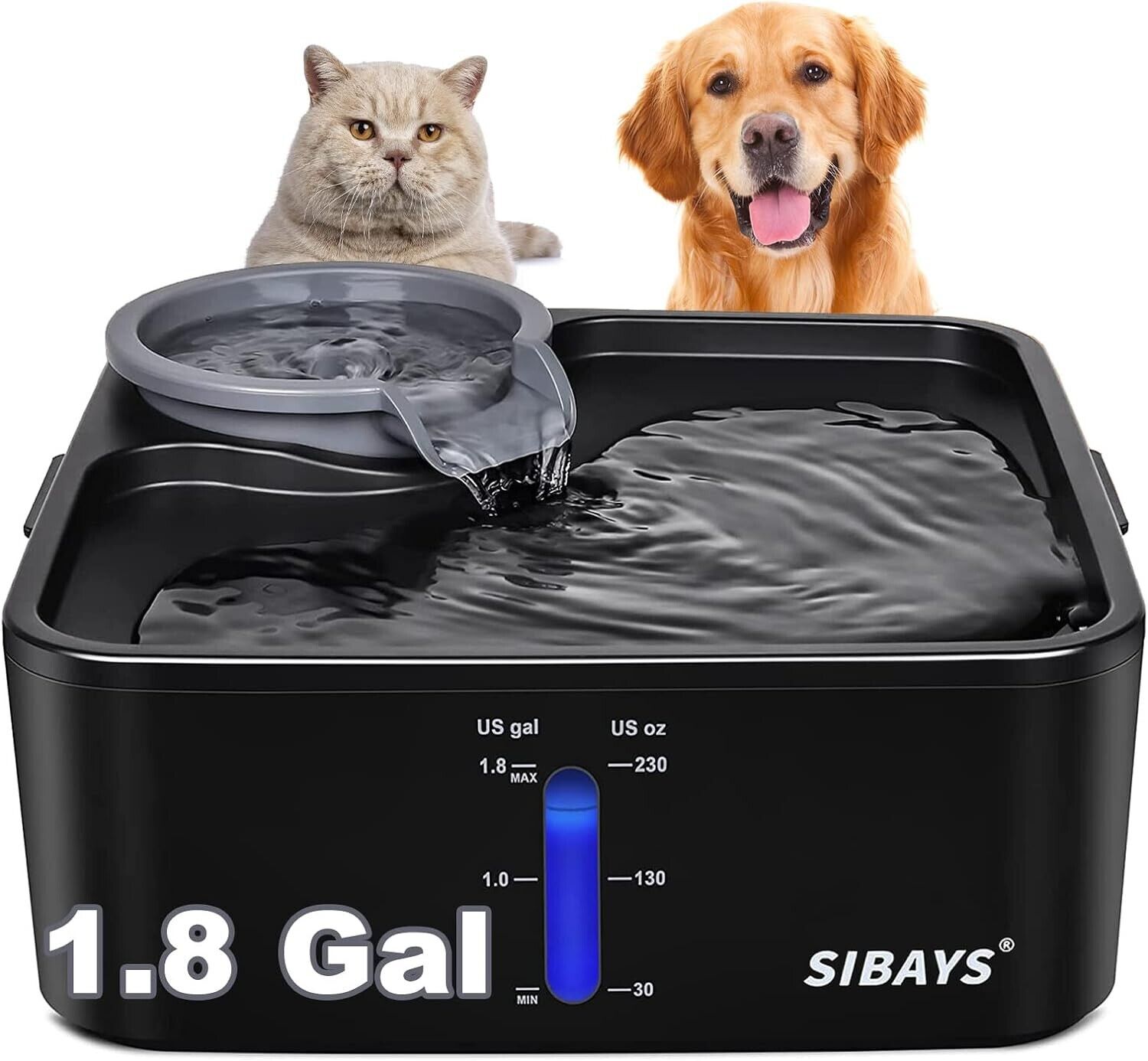 Dog Water Fountain 230OZ 1.8GAL 7L for Dogs Medium Dogs and Cats Super Quiet