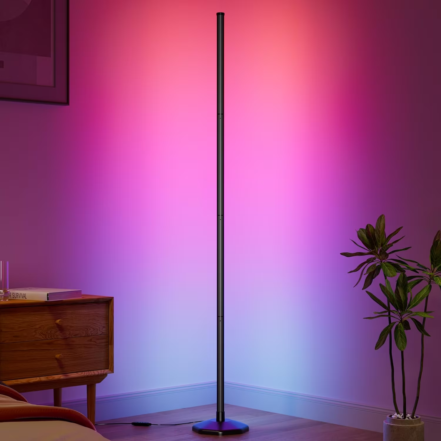 Buyya Floor Lamp, LED Floor Lamp RGB 5.4ft Dimmable Colour Changing Standing