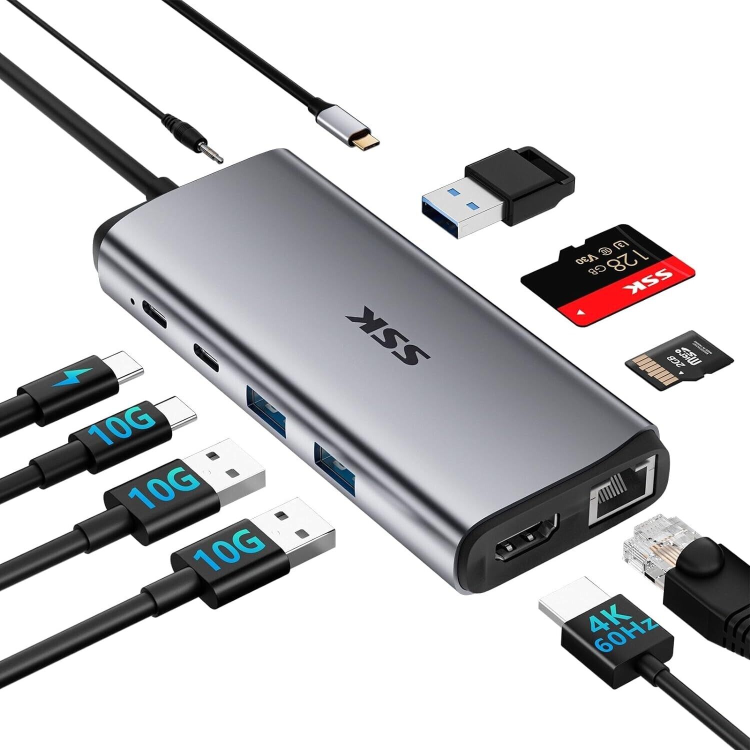 SSK USB-C Hub Ethernet 10in1