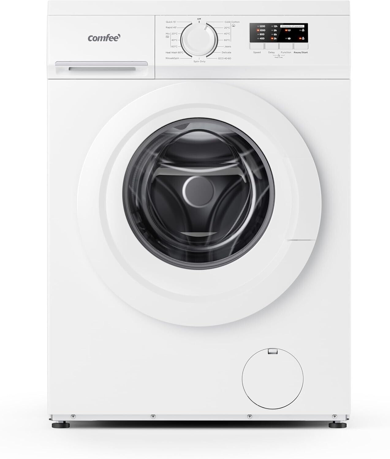 Comfee CFE10EW70\/W Freestand Washing Machine,7KG Load,Heat Wash 90,Ultra Slim