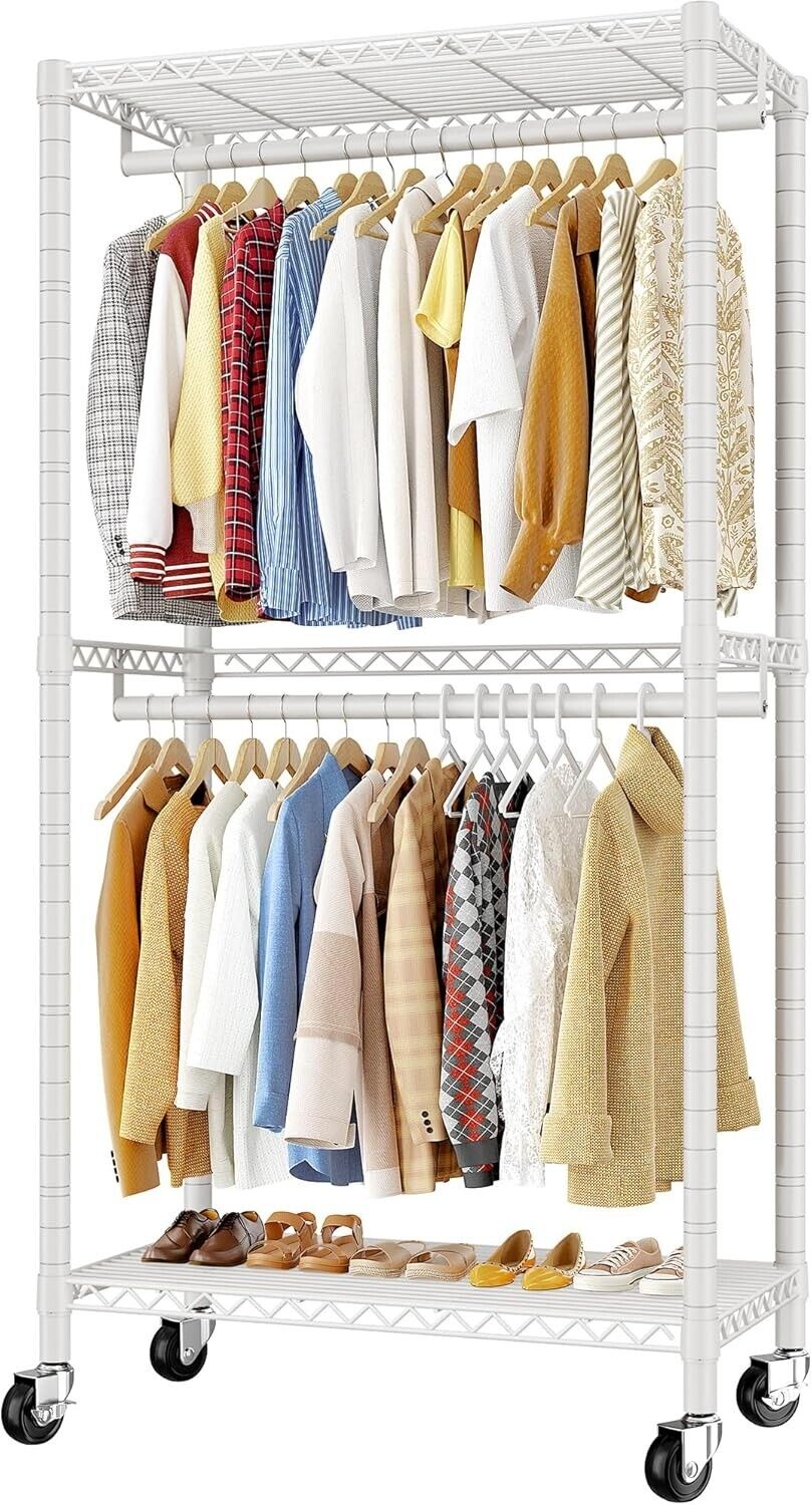 REIBII Clothes Rack, Clothes Rail, Tall Clothes Rack for Bedroom, Portable