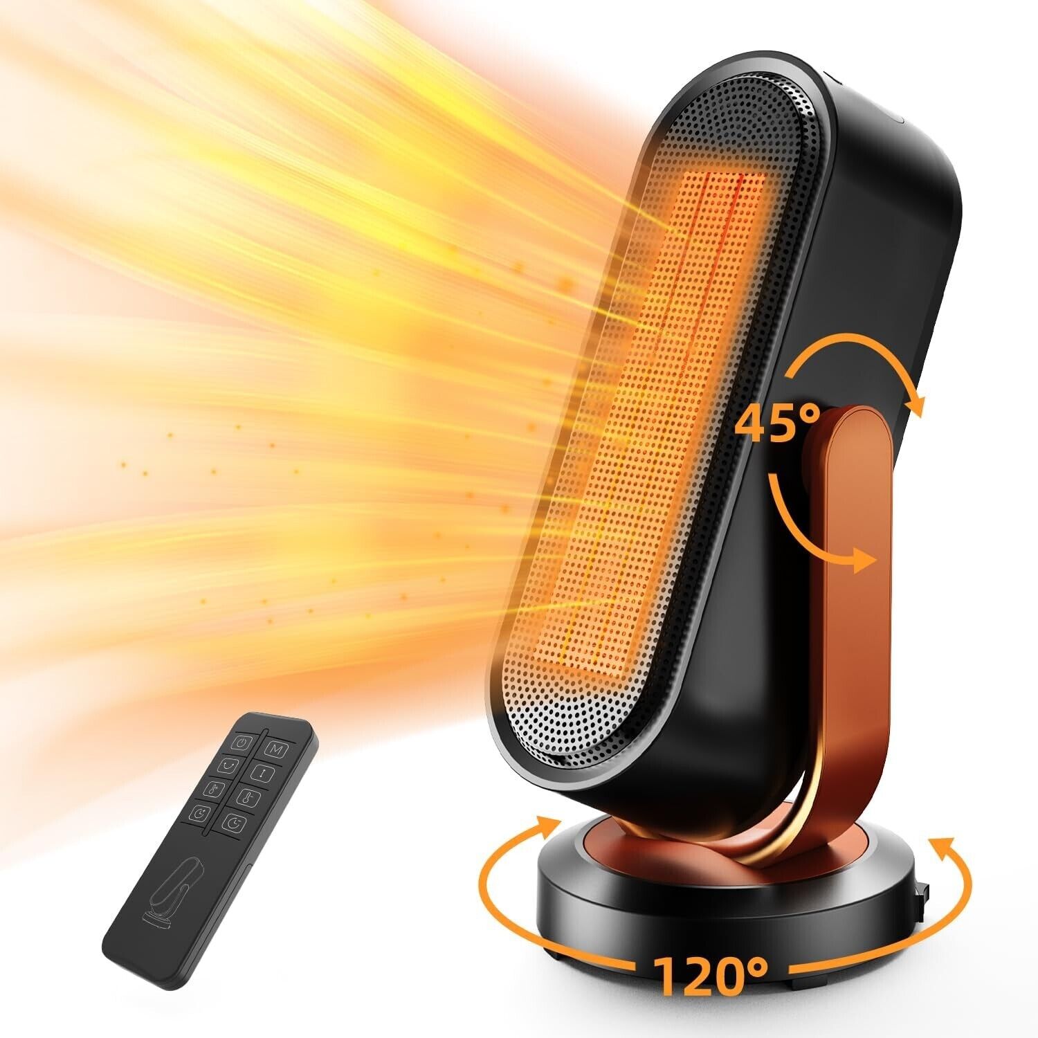 Ueuttiy Space Heater, Portable Electric Heater with Remote, ECO Mode, 8h Timer