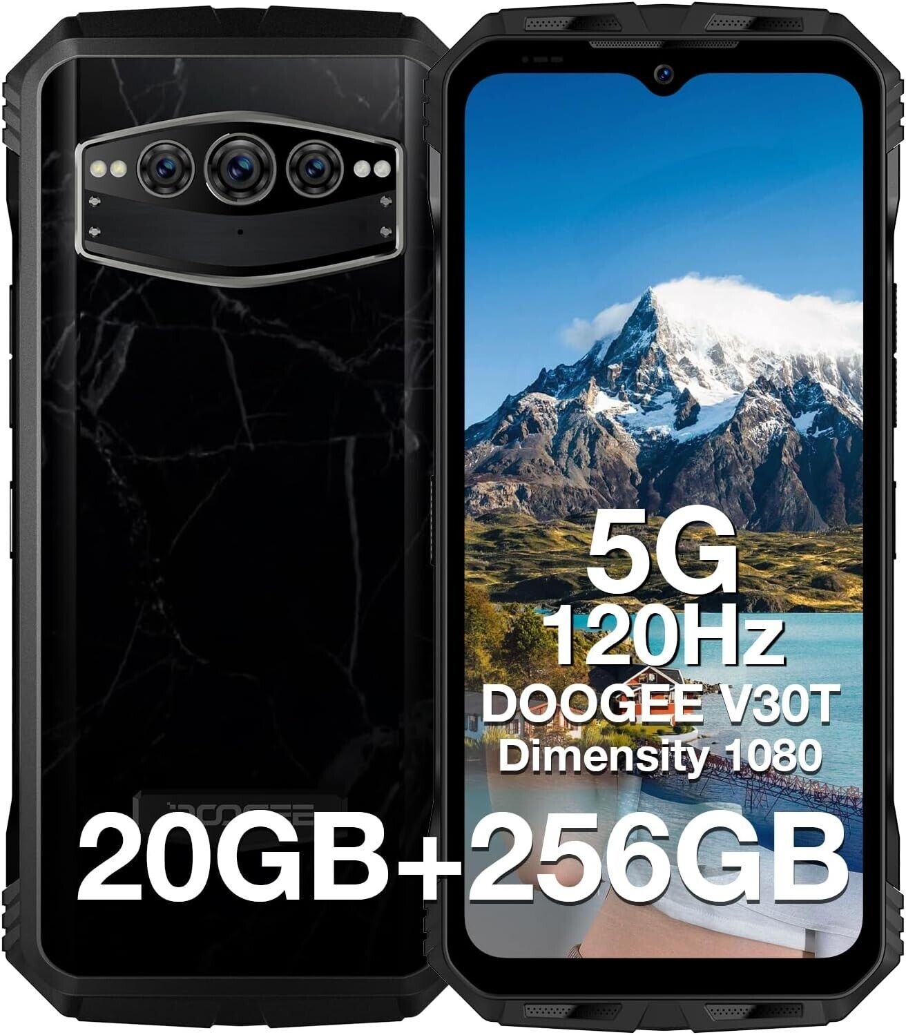 DOOGEE V30T 6.58'' Rugged Smartphone 5G 20GB+256GB  1080 Phone 108MP black
