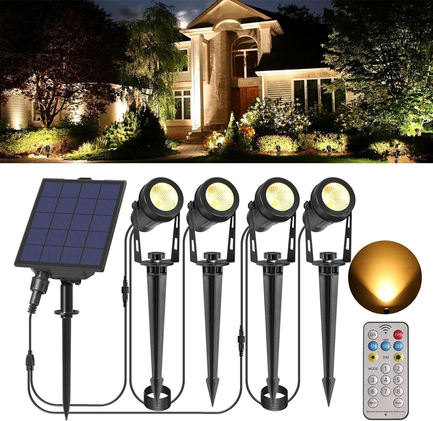 ECOWHO Solar Spot Lights Outdoor Garden, LED Landscape Spotlights Solar Powered