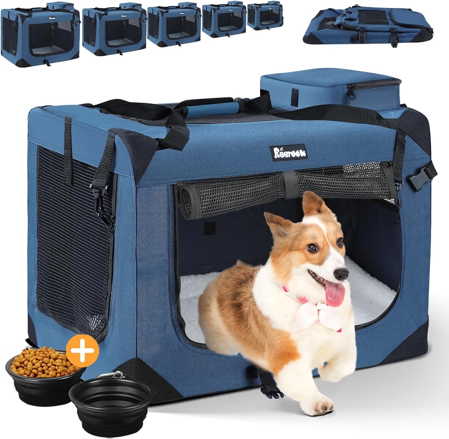 Reerooh Foldable Fabric Dog Carrier Cat Carrier, Portable Travel Carrier