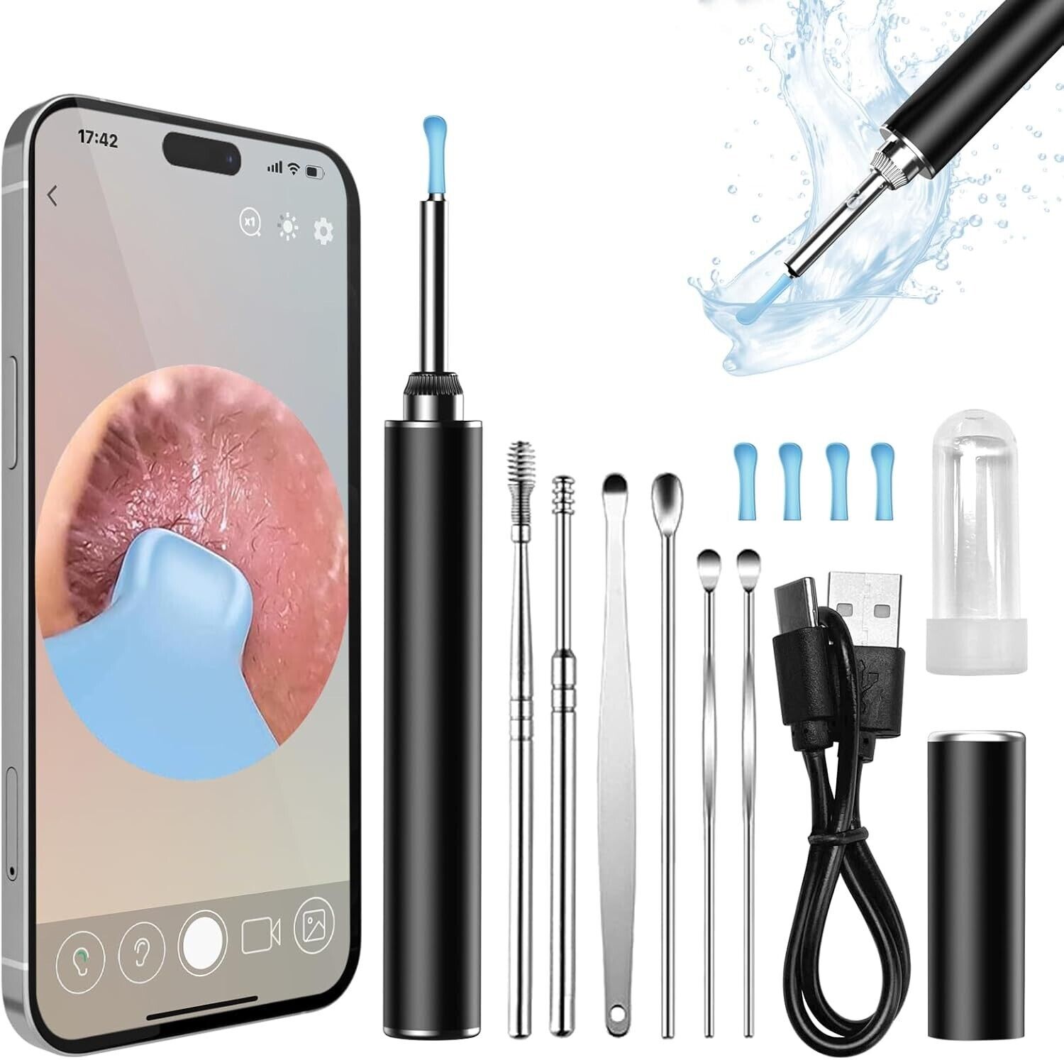 Ear Wax Removal, Ear Wax Removal Kit, Smart Visual Ear Cleaner - 1296P HD Camera