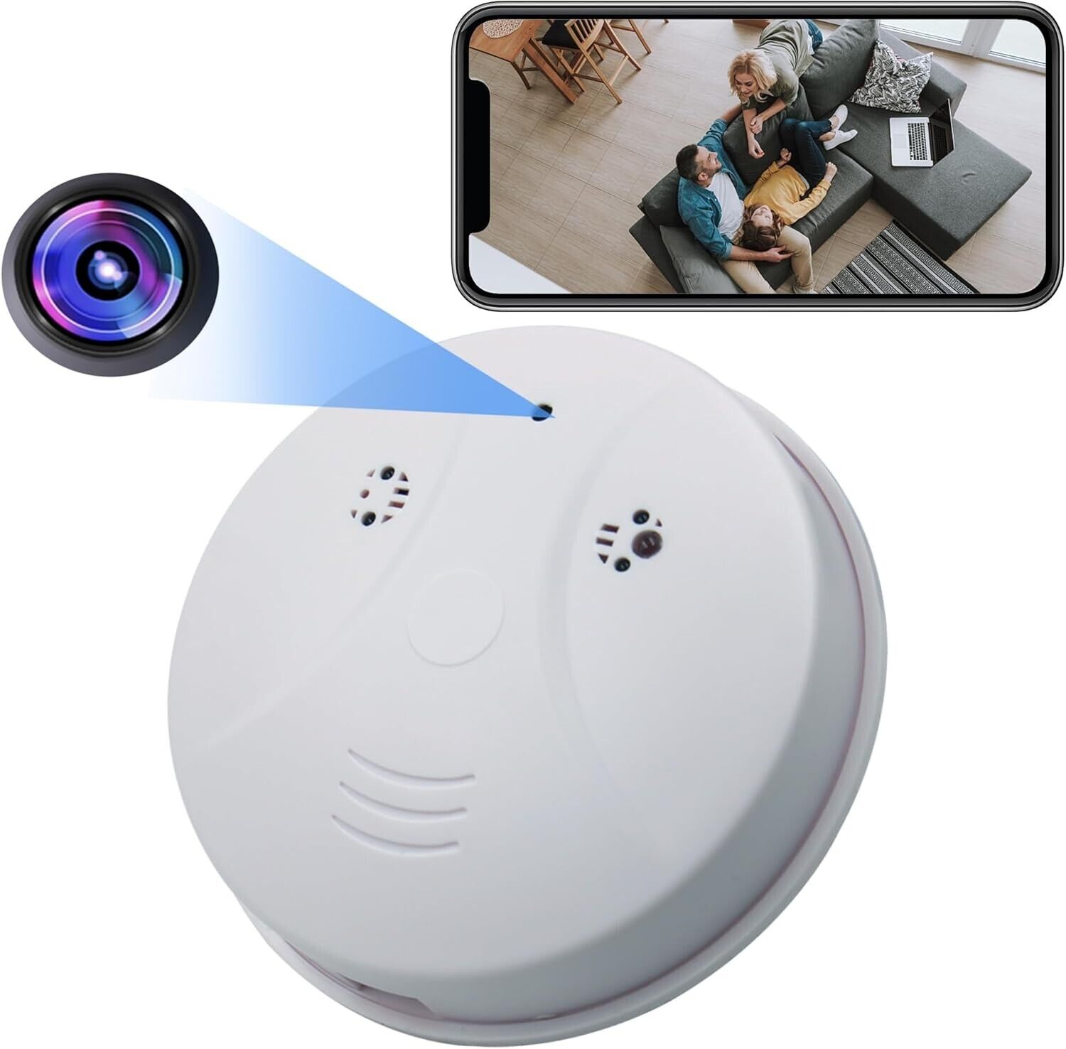 Wireless Security Camera Smoke Detector, HD 1080P Wifi