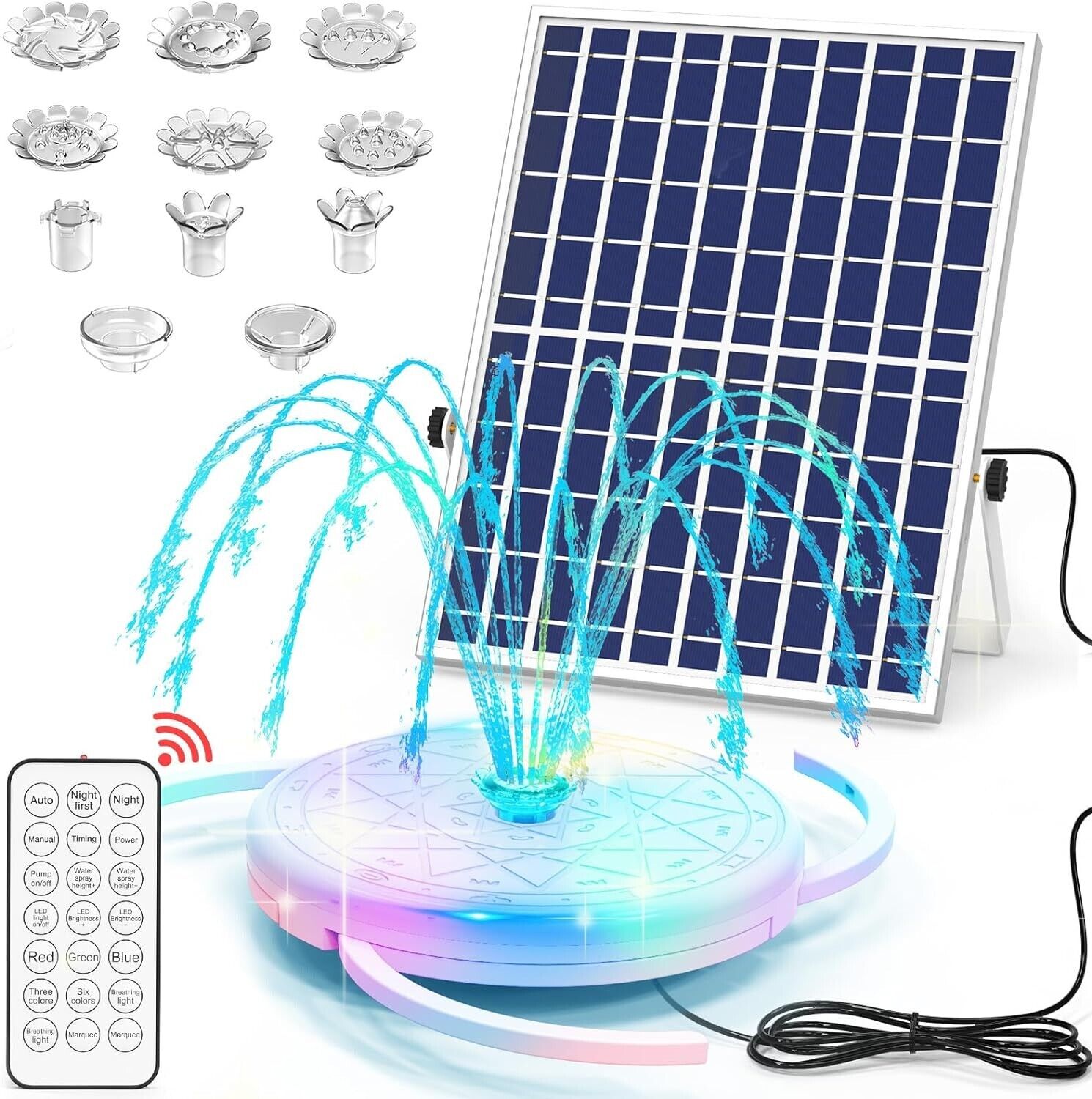 12W Solar Water Fountain Remote Control Solar Fountain, Bird Bath Solar