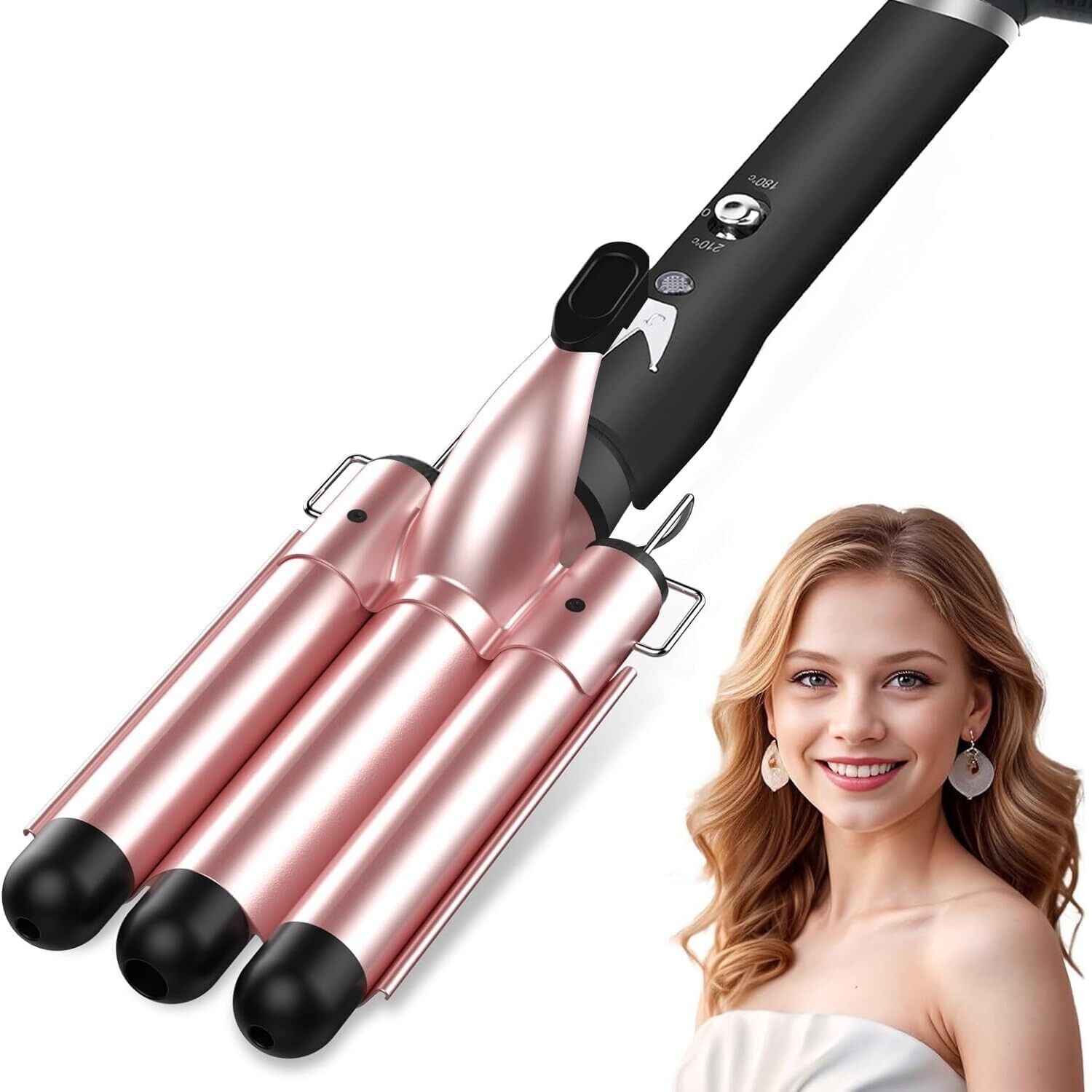 Mermaid Barrel Hair Curler, 25mm Triple 3 Barrel Hair Styling Wave Tool, Varying Temperature