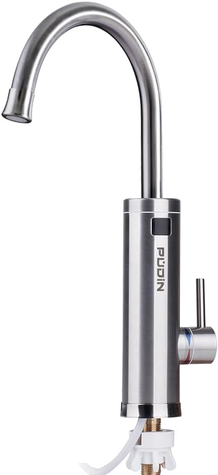 220V Electric Instant Heater Tap,Supply Hot and Cold Water,Stainless Hot Water Kitchen Tap with LED Digital Display for Home Facilities(British Plug)(Silver)